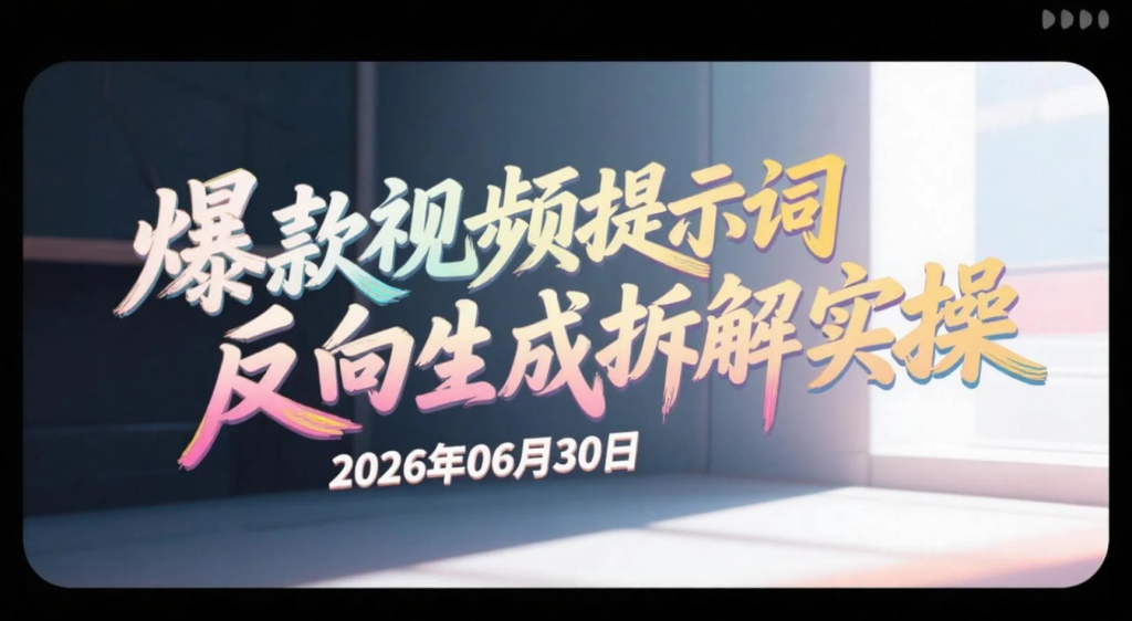 【2026.06.30】零基础也能上手！爆款视频提示词反向生成拆解实操-老高项目网