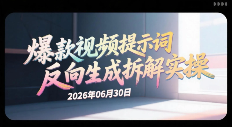 【2026.06.30】零基础也能上手！爆款视频提示词反向生成拆解实操-老高项目网