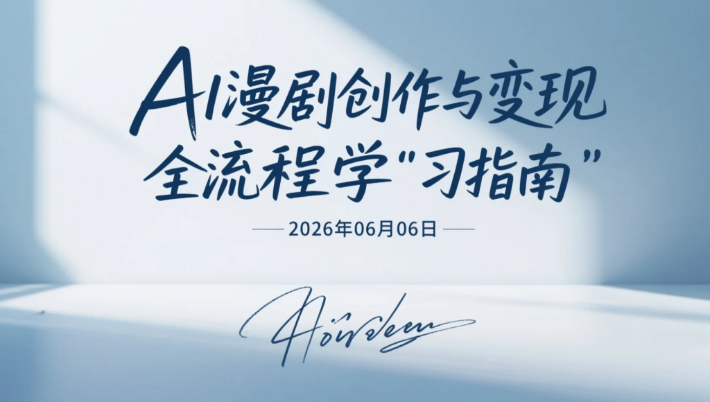 【2026.06.06】AI漫剧创作与变现全流程学习指南：从脚本构思到成片制作-老高项目网