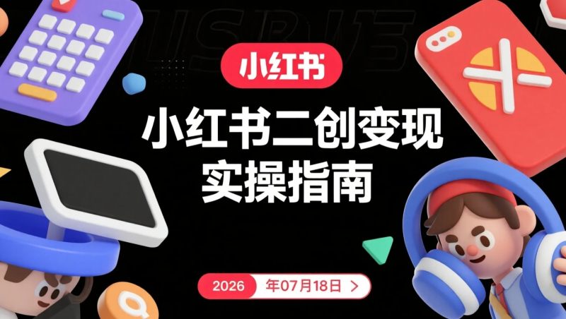 【2026.07.18】小红书二创变现实操指南:素材去重裂变|对标选品上架|新店冷启动运营-老高项目网