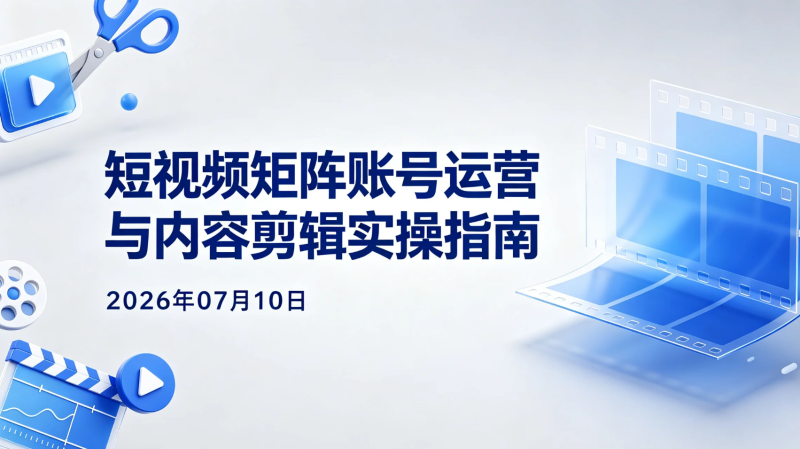 【2026.07.10】短视频矩阵账号运营与内容剪辑实操指南｜多类目创作思路·起号方法·账号运营-老高项目网