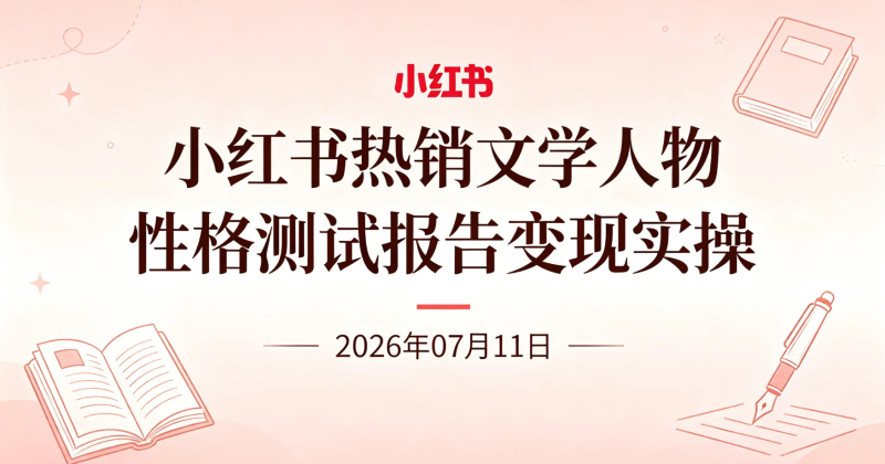 【2026.07.11】小红书热销文学人物性格测试报告变现实操,低成本打造虚拟资料销售模式-老高项目网
