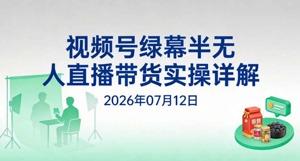 【2026.07.12】视频号绿幕半无人直播带货实操详解：6种低门槛玩法覆盖，手机手播、实景半无人、绿幕虚拟与AI数字人应用-老高项目网