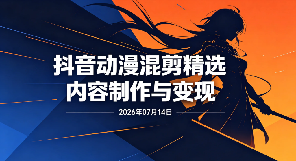 【2026.07.14】抖音动漫混剪精选内容制作与变现：双增量策略｜AI文案优化｜花字剪辑｜封面设计｜独家内容方向研究-老高项目网