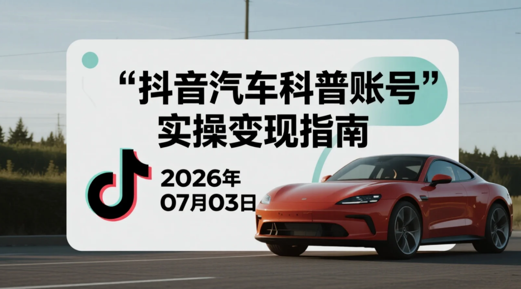 【2026.07.03】抖音汽车科普账号实操变现指南：无需出镜批量制作视频，学习伙伴计划与精选流量运营思路-老高项目网