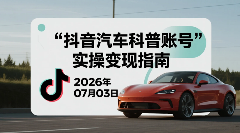 【2026.07.03】抖音汽车科普账号实操变现指南：无需出镜批量制作视频，学习伙伴计划与精选流量运营思路-老高项目网