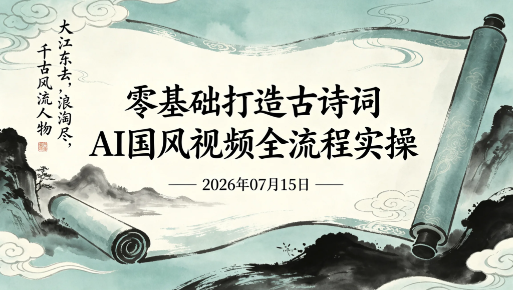 【2026.07.15】零基础打造古诗词AI国风视频全流程实操，从诗词创作到短视频内容变现-老高项目网