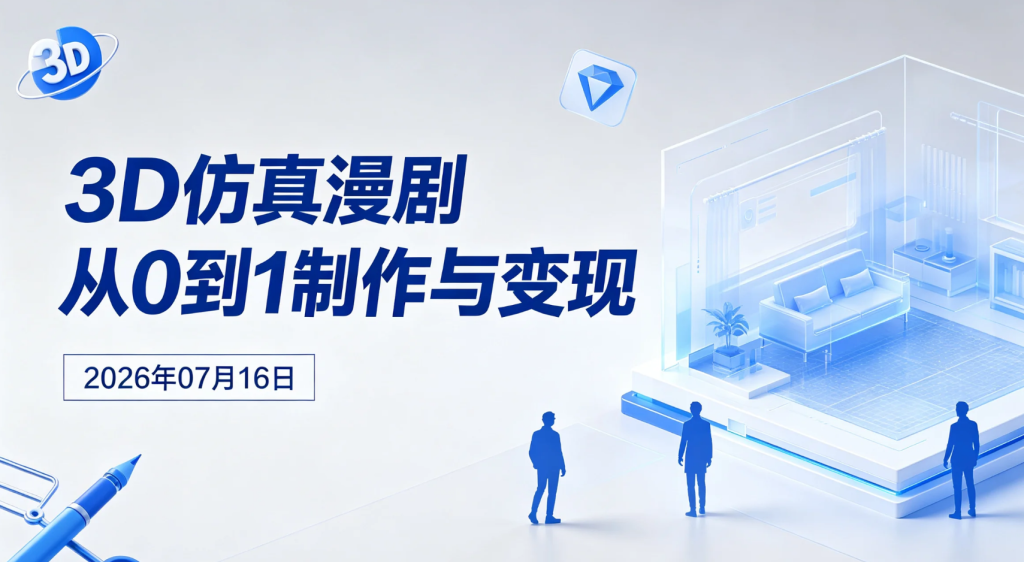 【2026.07.16】3D仿真漫剧从0到1制作与变现：Seedance 2.0×AI剧本×分镜生成×剪辑一致性全流程解析-老高项目网