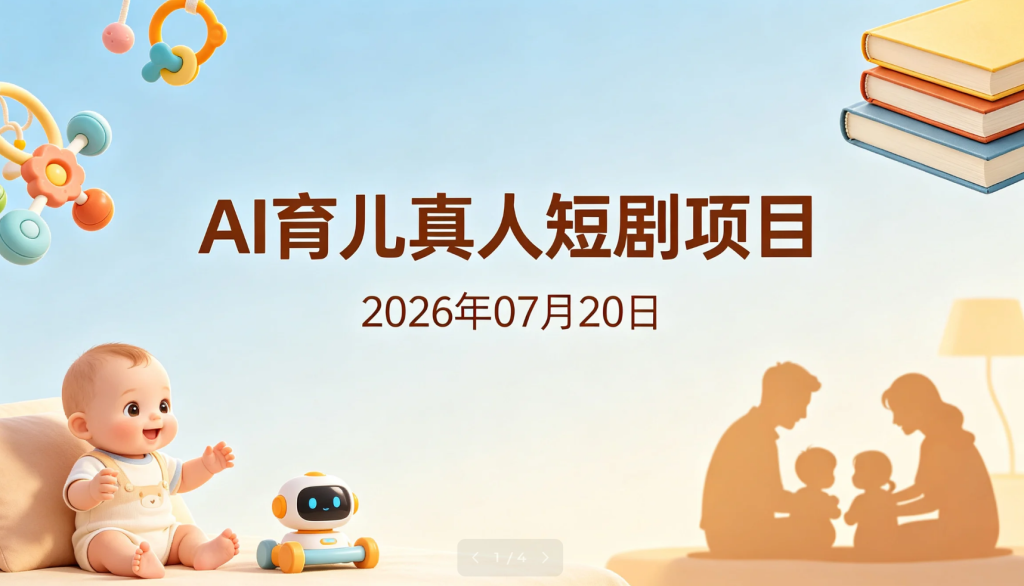 【2026.07.20】AI育儿真人短剧项目：伙伴分成、平台激励与育儿赛道多元变现-老高项目网