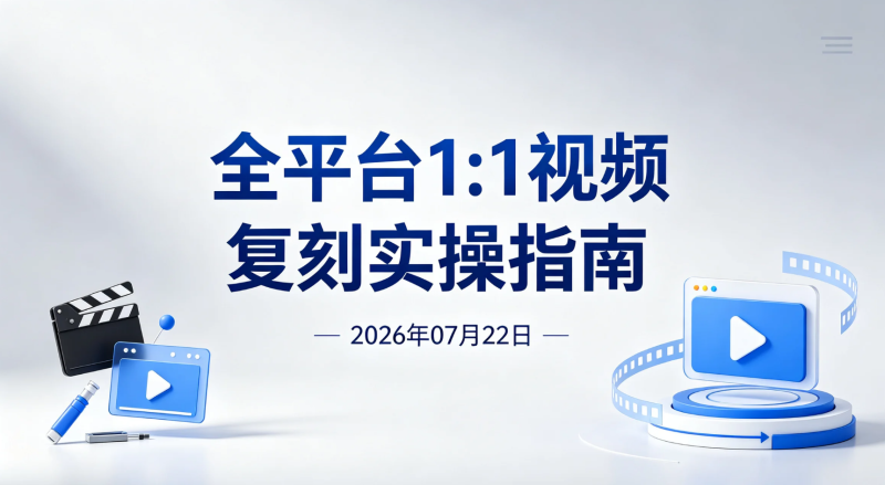 【2026.07.22】全平台1:1视频复刻实操指南,适用于抖音快手小红书视频号,5分钟完成一条(附工具与参数参考)-老高项目网