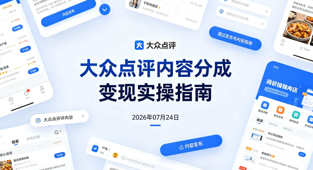 【2026.07.23】大众点评内容分成变现实操指南：账号准备、分成开通、打卡激活与AI辅助笔记发布流程整理-老高项目网