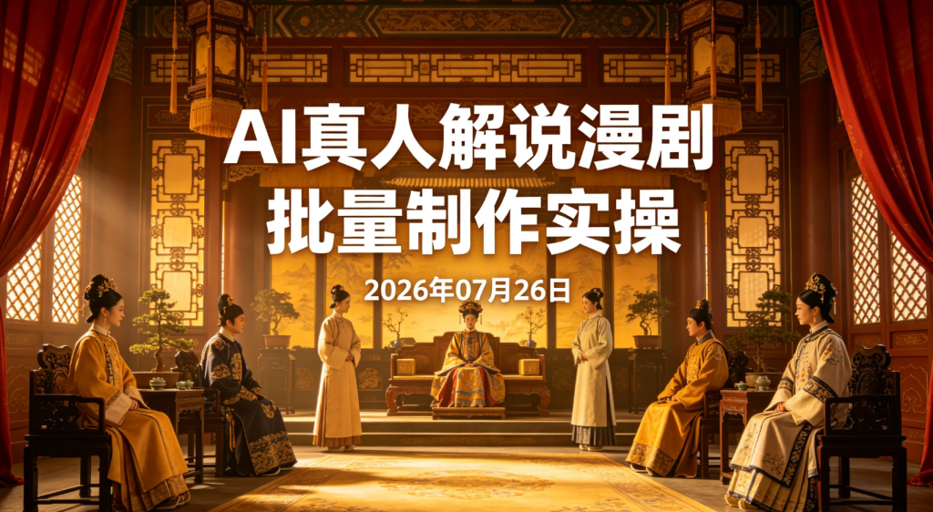 【2026.07.26】AI真人解说漫剧批量制作实操：低成本自动化流程拆解，一人高效完成漫剧内容创作-老高项目网
