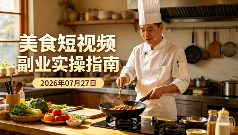 【2026.07.27】美食短视频副业实操指南｜二创搬运与账号运营实操思路，轻资产入局美食赛道-老高项目网