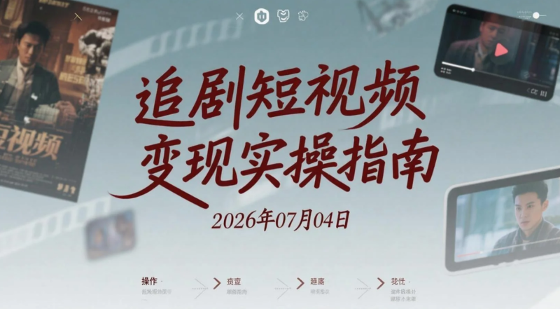 【2026.07.04】追剧短视频变现实操指南：选剧、文案、剪辑到多渠道运营学习视频合集-老高项目网
