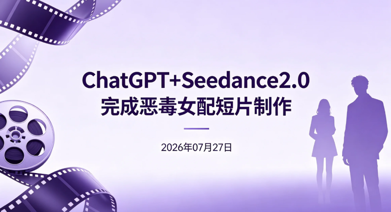 【2026.07.27】AI短剧创作实操：ChatGPT+Seedance2.0完成恶毒女配短片制作，全流程学习AI脚本、图片与视频生成-老高项目网