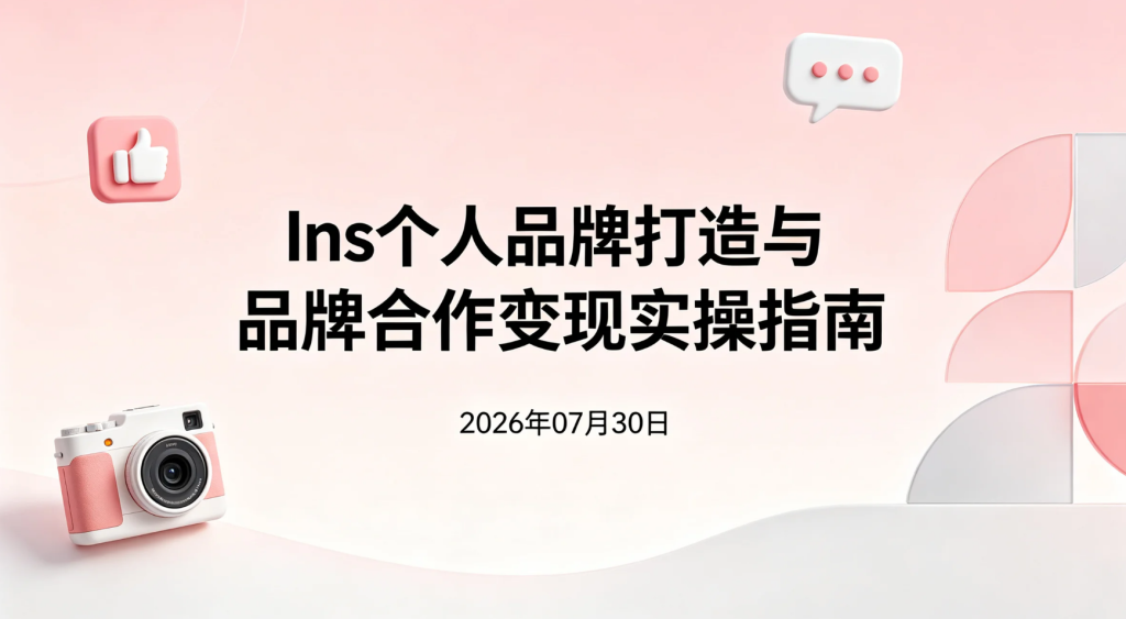 【2026.07.30】Instagram个人品牌打造与品牌合作变现实操指南：从内容定位到商业合作全流程-老高项目网