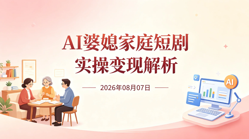 【2026.08.07】AI婆媳家庭短剧实操变现解析:女性情感流量赛道与多元转化路径-老高项目网