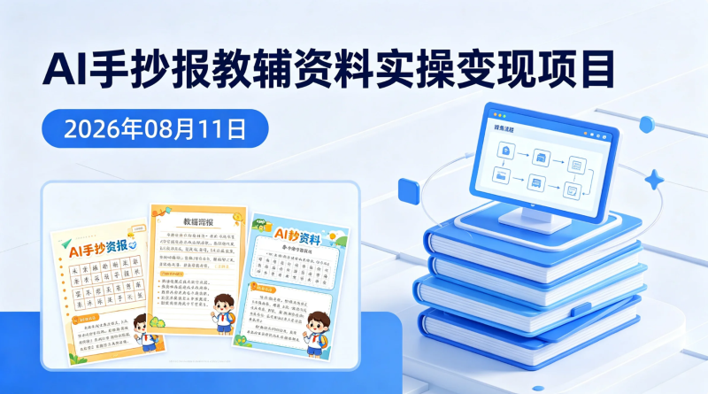 【2026.08.11】AI手抄报教辅资料实操变现项目:从内容制作到网盘交付的完整流程-老高项目网
