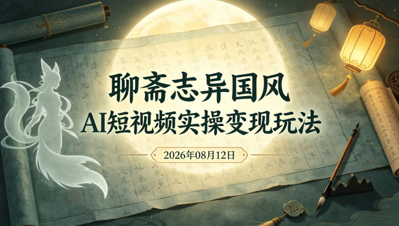 【2026.08.12】聊斋志异国风AI短视频实操变现玩法-老高项目网