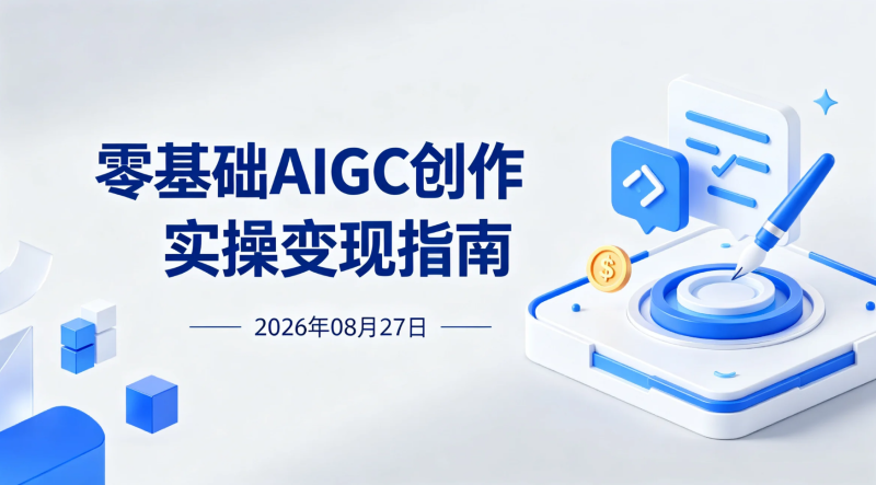 【2026.08.27】零基础AIGC创作实操变现指南:AI绘画、视频、数字人与内容生产全流程应用-老高项目网