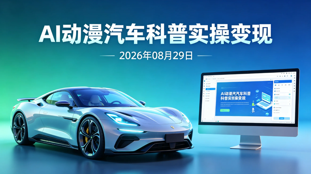 【2026.08.29】AI动漫汽车科普实操变现：从文案分镜到视频生成的完整制作方法-老高项目网