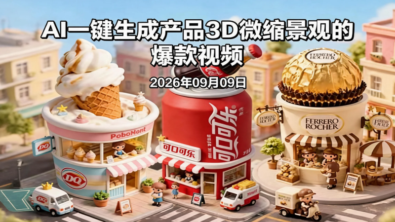 【2026.09.09】AI一键生成产品3D微缩景观的爆款视频,libtv实操玩法-老高项目网
