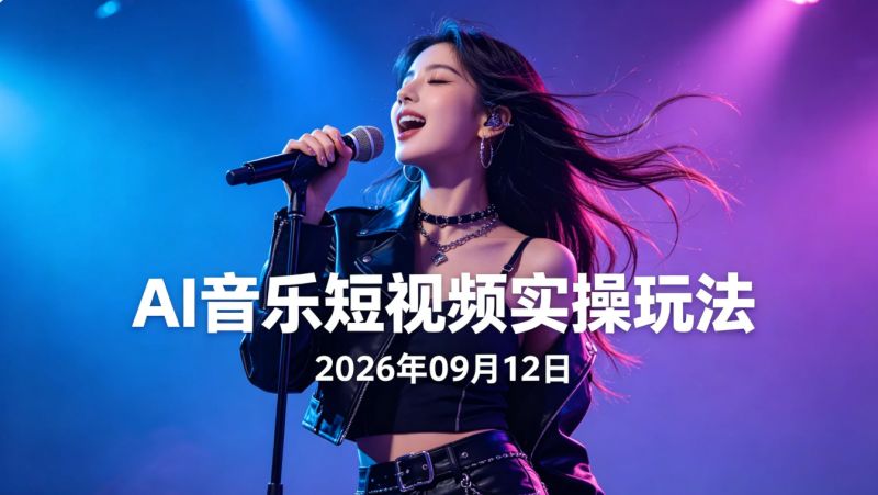 【2026.09.12】AI音乐短视频实操玩法:从AI出图到MV制作与账号运营-老高项目网
